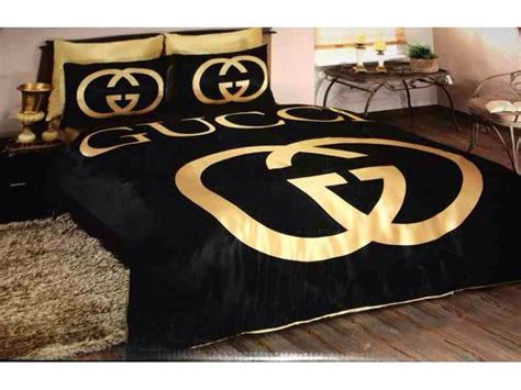 black and gold gucci comforter set|Gucci luxury blanket.